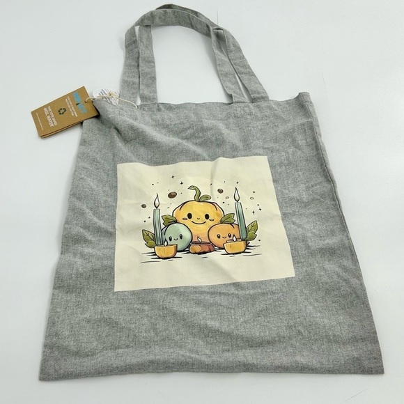 Impact Aware Recycled Canvas Pumpkin Patch Grey Tote Bag Farmer’s‎ Market NWT - Picture 5 of 9